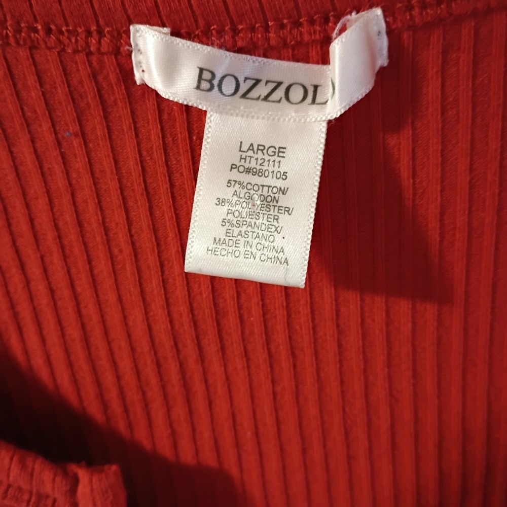 Bozzolo Rust Burnt Orange Cropped Stretch Knit V-Neck ShortSleeve Top Large EUC - Picture 5 of 5